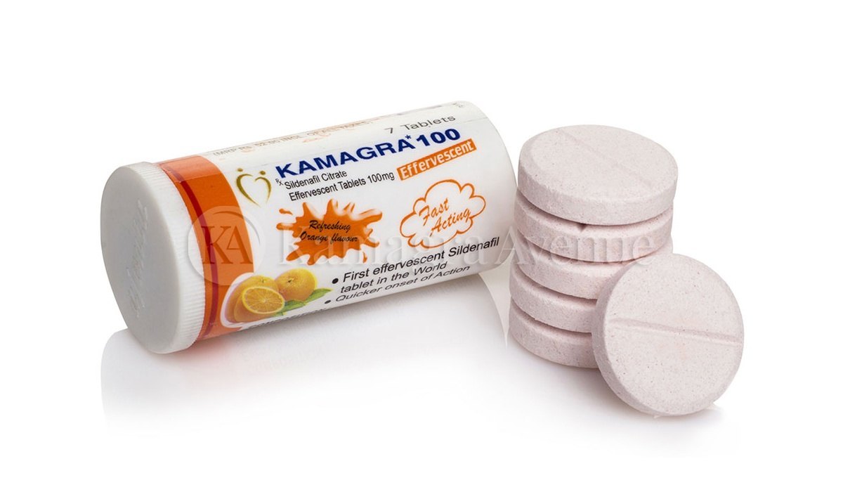 Kamagra Effervescent Tablets for Erectile Dysfunction A glass of water with a Kamagra Effervescent tablet dissolving in it, showcasing the fast-acting and convenient solution for erectile dysfunction.